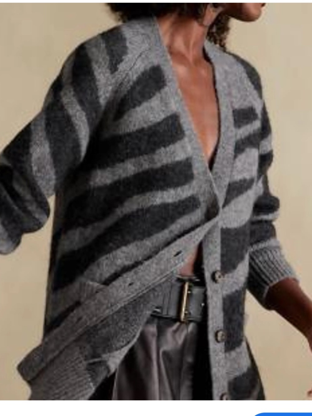 Banana Republic Gray and Black Striped Cardigan